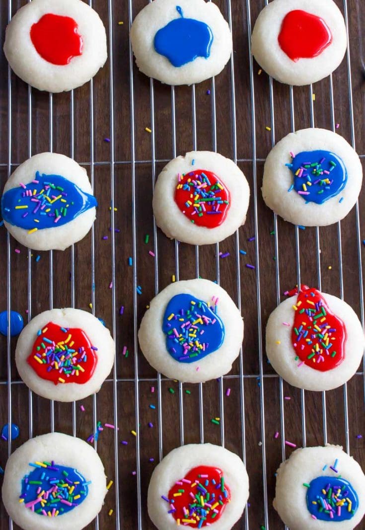 Thumbprint Cookies with Icing and Sprinkles