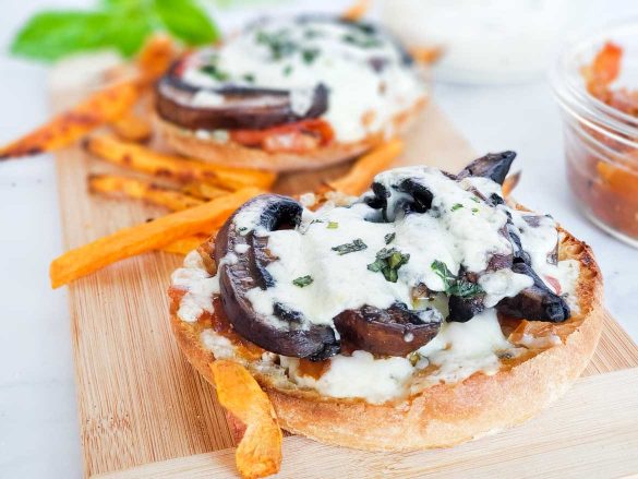 tasty open faced mushroom melt with yam fries from Hello Fresh