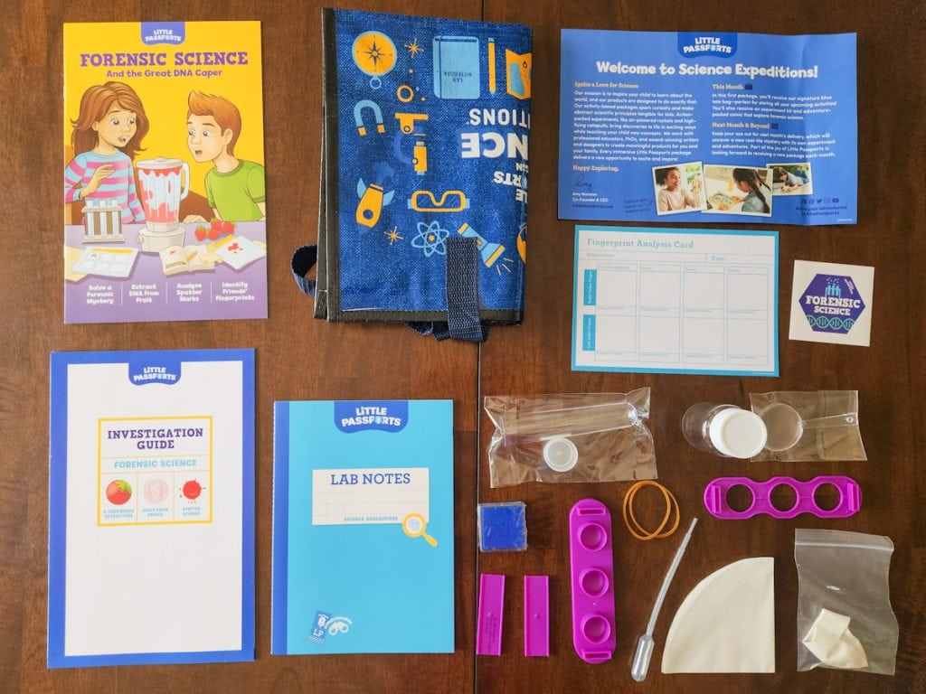 Little Passports Science Expedition whats inside forensic science kit