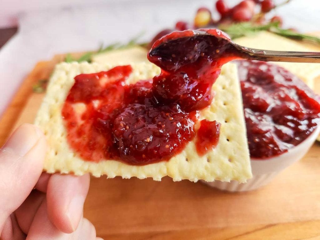 fig jam on a cracker