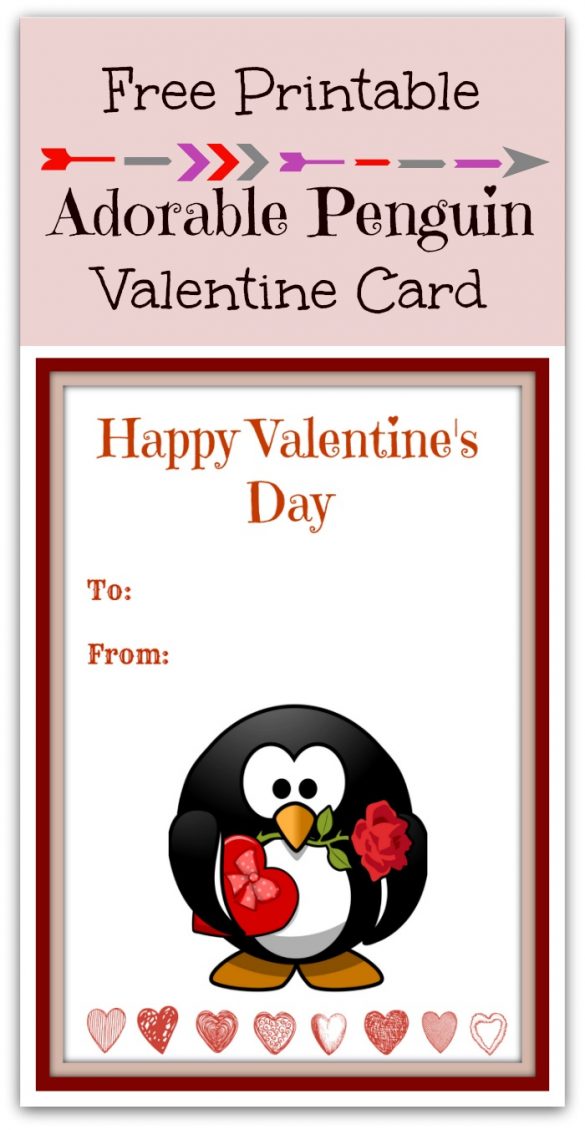 Free Printable Cute Penguin Valentine Card